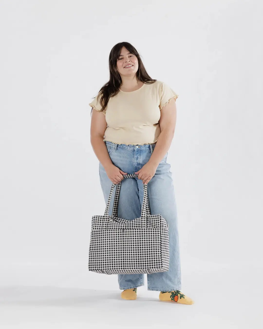 BAGGU - Cloud Carry On - Black & White Gingham