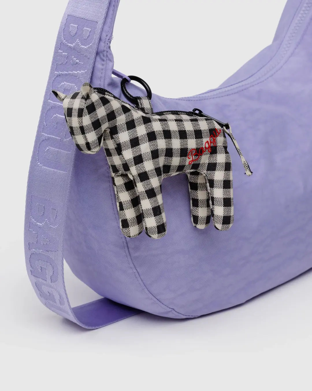 BAGGU - Horse Charm - Black & White Gingham