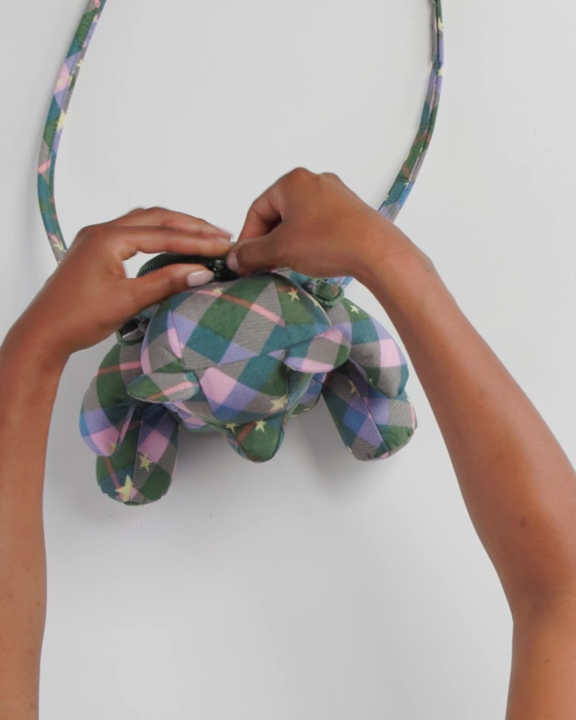 BAGGU - Bear Bag - Green Star Plaid
