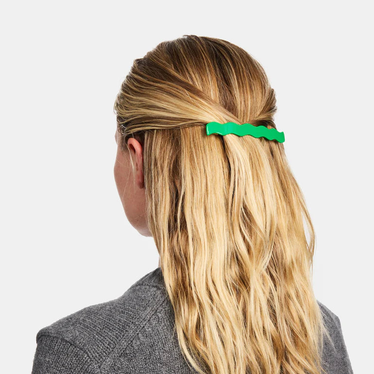 CHUNKS Skinny Wave Barrette in Kelly