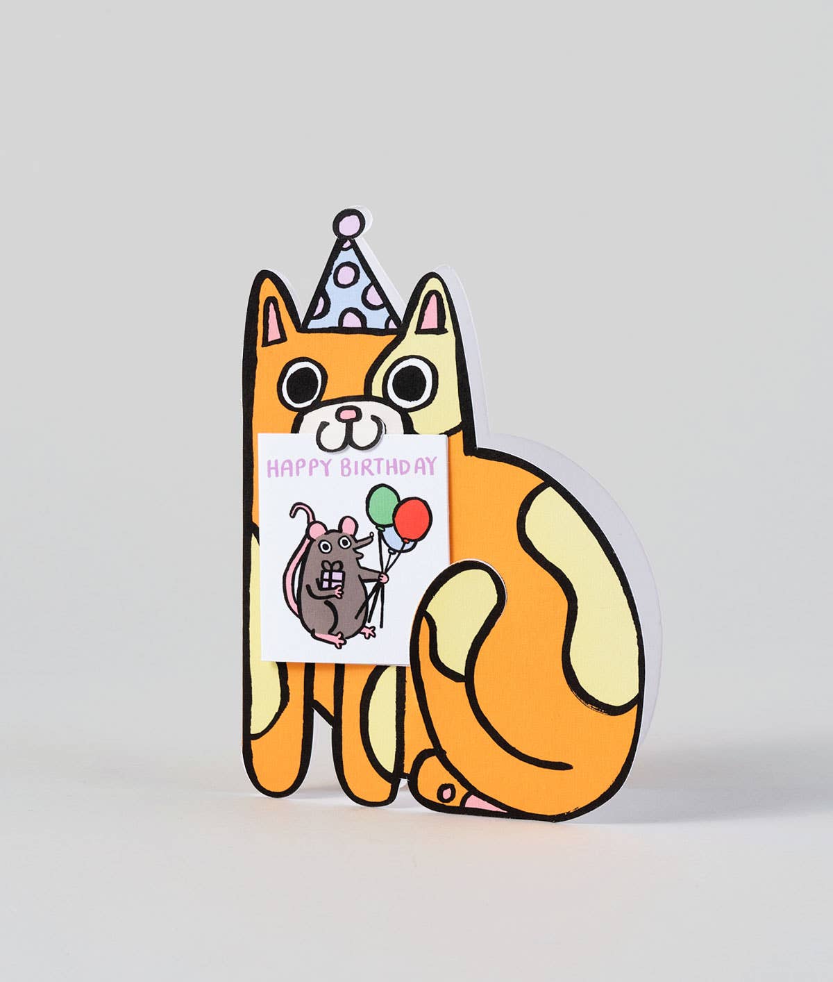 WRAP - 'Cat with Mini Card' Kid's Greetings Card