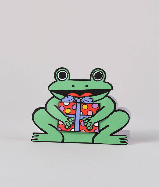 WrapWrap - 'Frog with Mini Card' Kid's Greetings CardPreston Apothecary