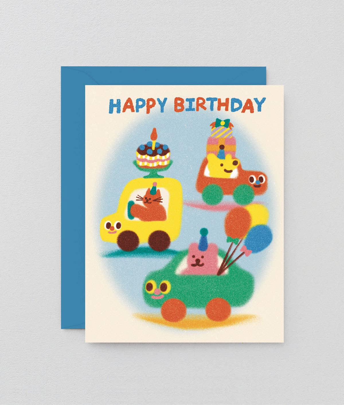 Wrap - 'Happy Birthday Cars' Kids Birthday Greetings Card