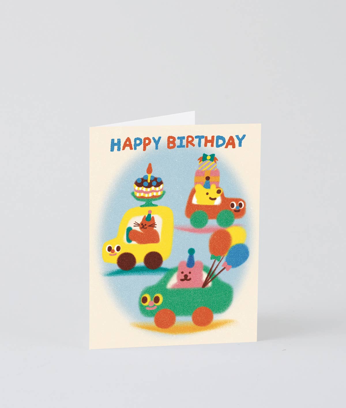 Wrap - 'Happy Birthday Cars' Kids Birthday Greetings Card