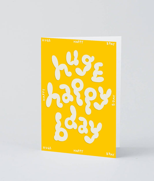 WrapWrap - 'Huge Happy Bday' Embossed Greetings CardPreston Apothecary