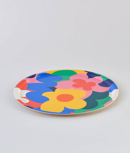 WrapWRAP MAGAZINE 'Floral Abstract' Round Art TrayPreston Apothecary