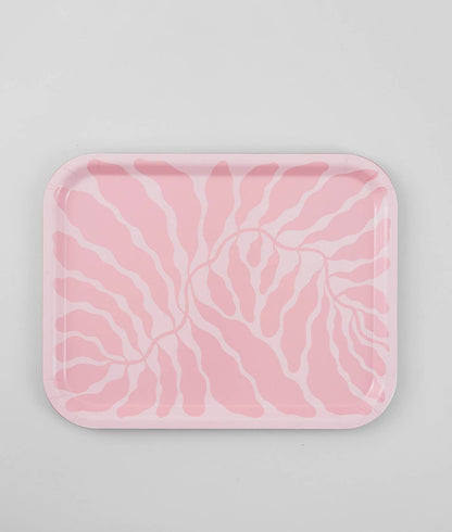 WrapWRAP MAGAZINE 'Pink Leaves' Rectangle Art TrayPreston Apothecary