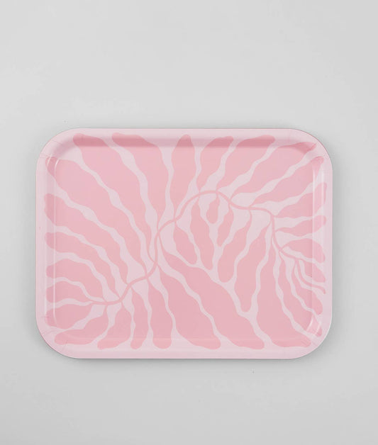 WrapWRAP MAGAZINE 'Pink Leaves' Rectangle Art TrayPreston Apothecary