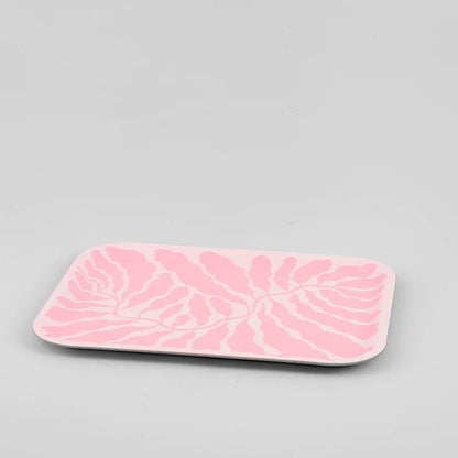 WrapWRAP MAGAZINE 'Pink Leaves' Rectangle Art TrayPreston Apothecary